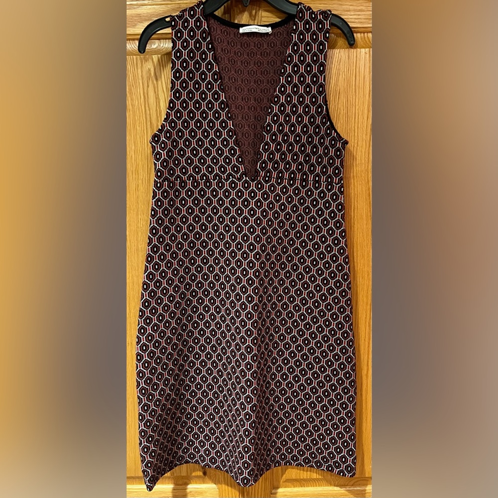 ZARA Trafaluc Geometric Sleeveless Plunging Deep V-Neck‎ Mini Dress Size Small